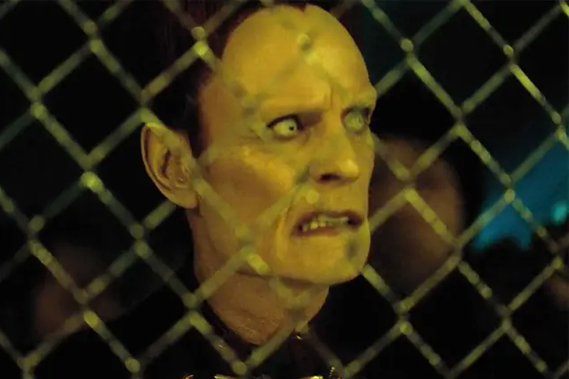 A frame capture of our fence being featured in a T.V production; Altered Carbon